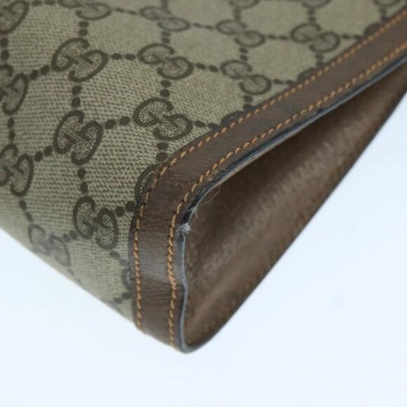 GUCCI GG Supreme Web Sherry Line Clutch Bag PVC Beige Red - Picture 7 of 16